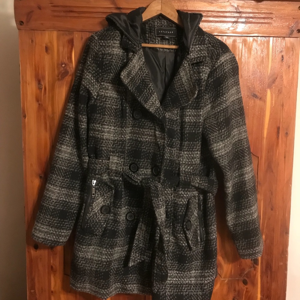 Metaphor Winter Plaid Hooded Jacket; Size XL